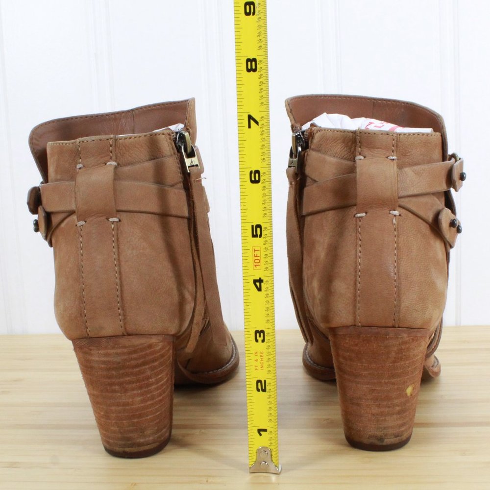 Sam Edelman Merton Brown Suede Nubuck Leather Strap Heeled Boots Size 9 - Picture 6 of 12